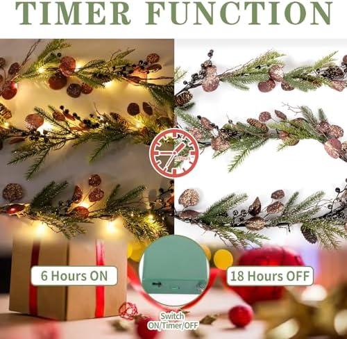 -25% off,Illuminate Your Holidays with our 6FT Prelit Christmas Garland – A Perfect Blend of Elegance and Festivity!