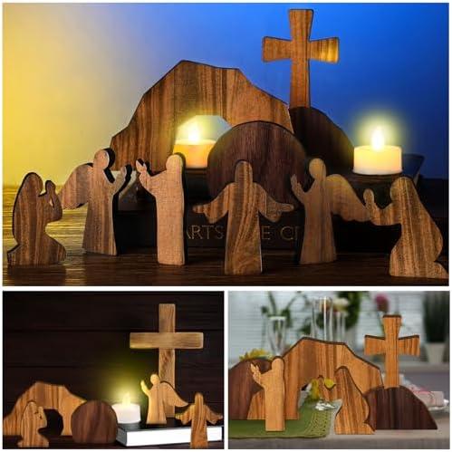 -13% off,Illuminate Your Home with the Beauty of Easter: A Closer Look at the 8-Piece Easter Resurrection Scene Ornament