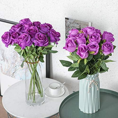 -23% off,Captivating Elegance: Elevate Your Space with 12PCS Artificial Silk Roses Bouquet in Stunning Purple