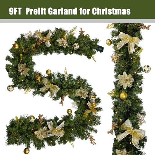 -15% off,Illuminate Your Holidays with Our Luxurious Gold Style Prelit Christmas Garland